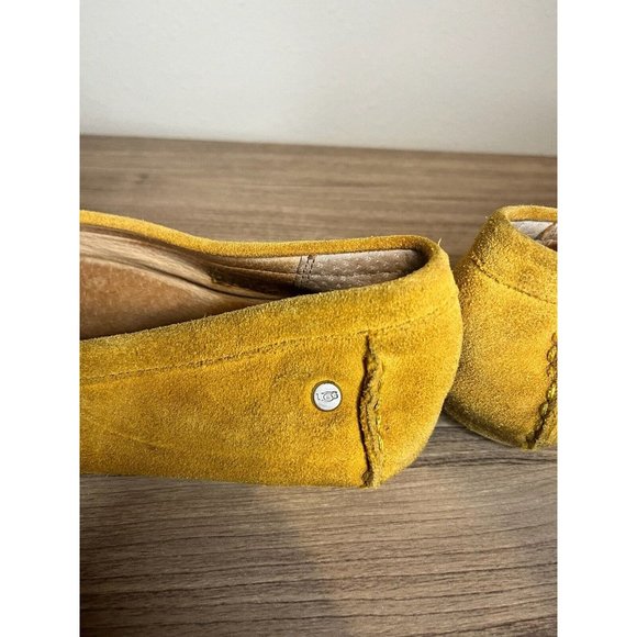 Ugg Women Genuine Leather Mustard Yellow Slip On Loafers Flats Shoes 9.5 - Picture 4 of 8